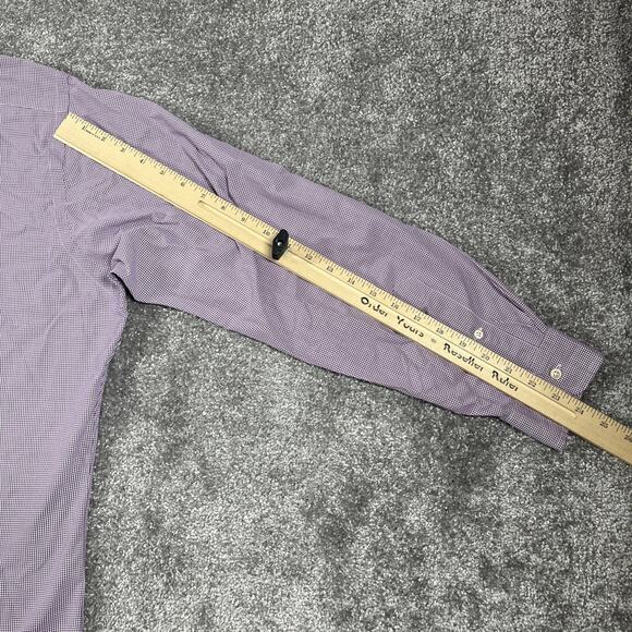 Ralph Lauren Dress Shirt Mens 16.5 34 35 Button Down Gingham Classic Fit Purple - Picture 10 of 11